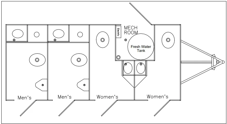 4 Door, 4 Stalls floor plan